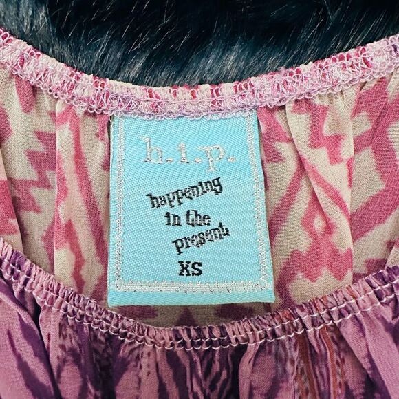 HIP Happening In The Present Boho Aztec Dolman Sleeve Blouse Purple XS - Picture 3 of 4